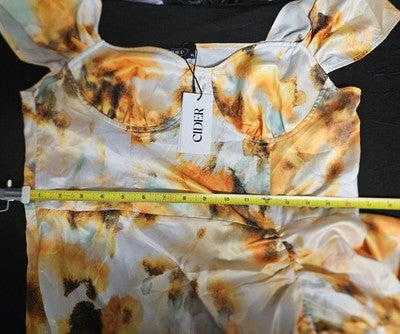 Illusion Tye Dye Midi Dress Ruched & Slit Cider XL