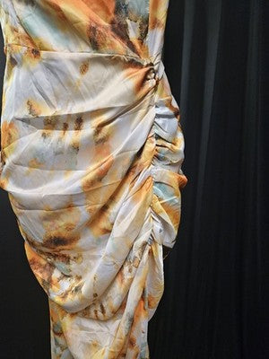 Illusion Tye Dye Midi Dress Ruched & Slit Cider XL