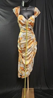 Illusion Tye Dye Midi Dress Ruched & Slit Cider XL