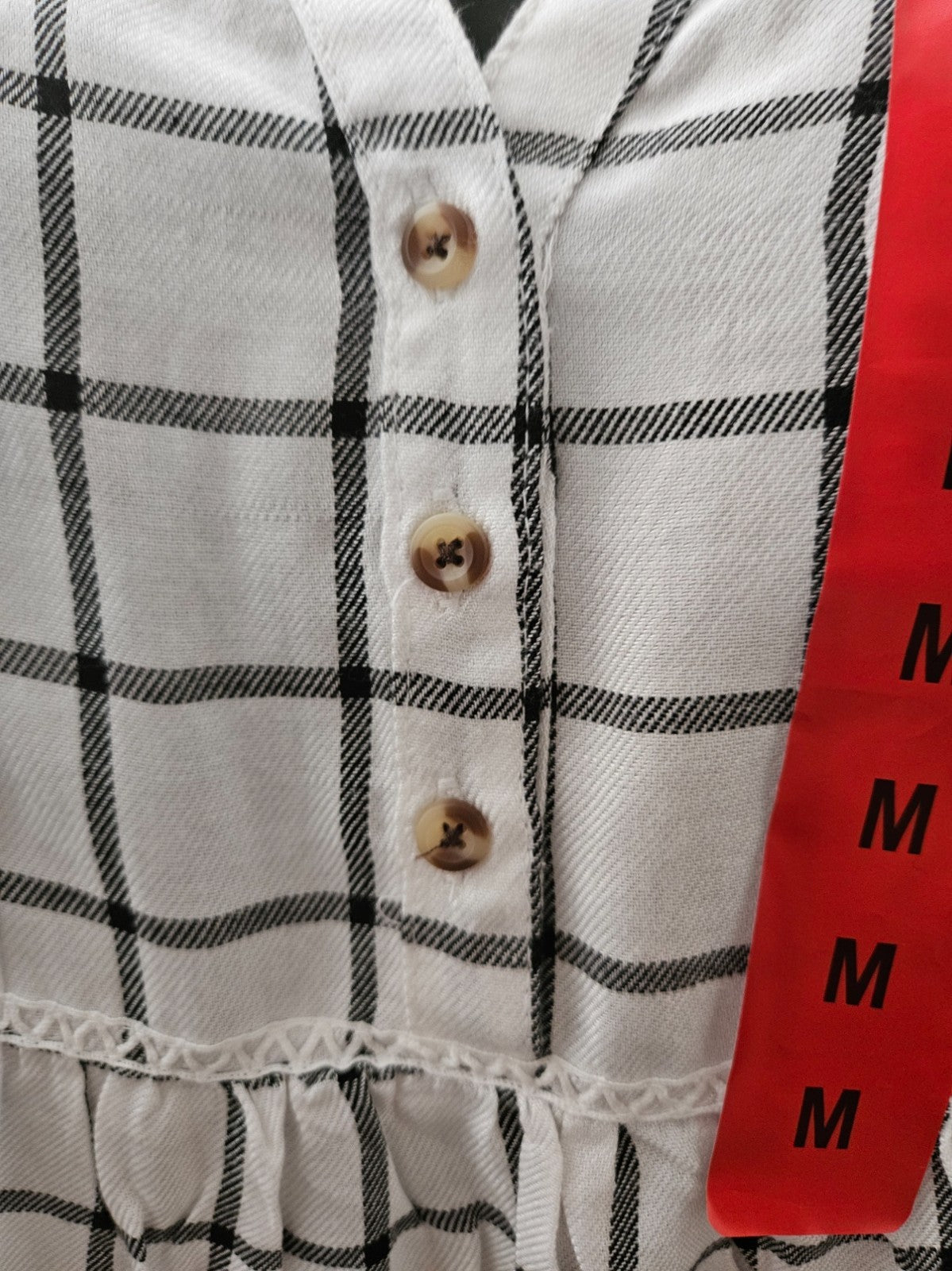 WRANGLER WOMEN SZ M BLK/WHITE FLANNEL BLOUSE NWT