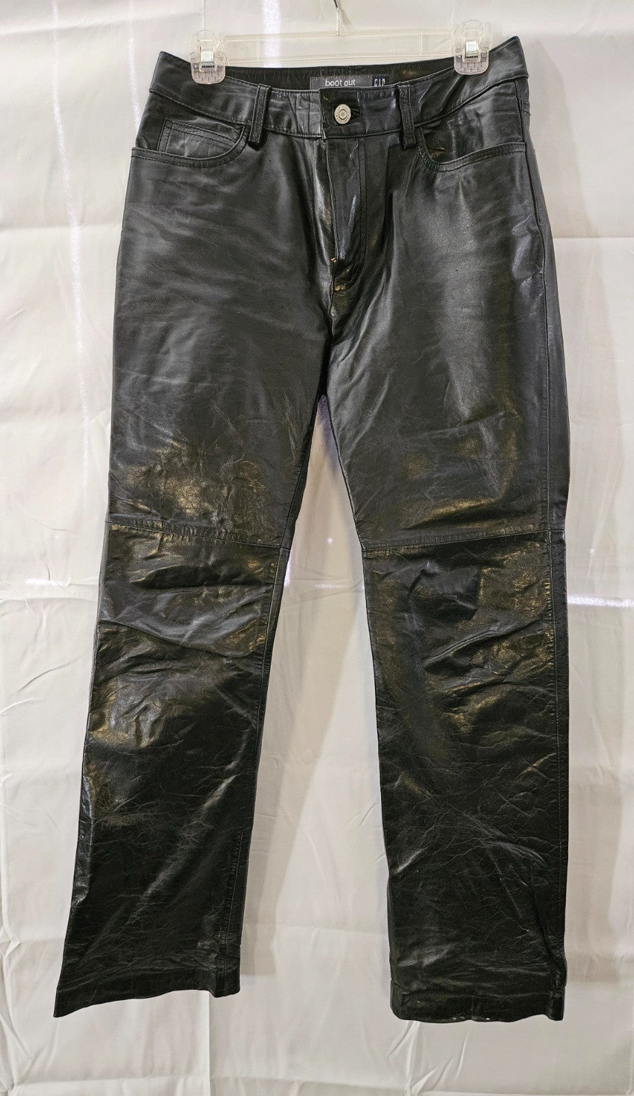 Women's GAP black leather bootcut pants (not vegan) Size 6