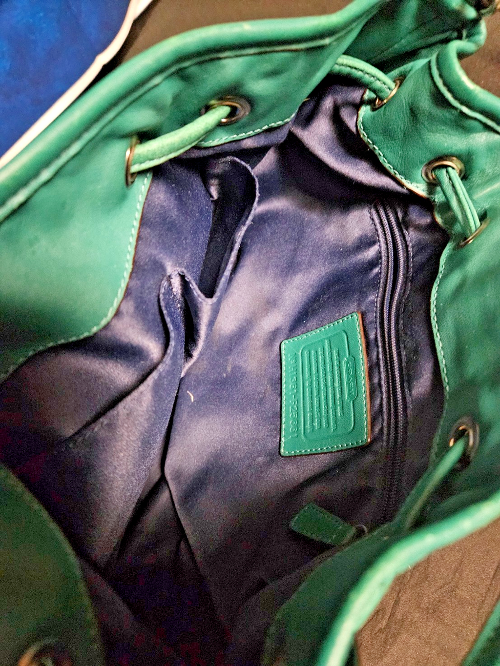 COACH F25661  DAISY DRAWSTRING TEAL LEATHER  SHOULDER BAG W/ SHORT STRAP ONLY