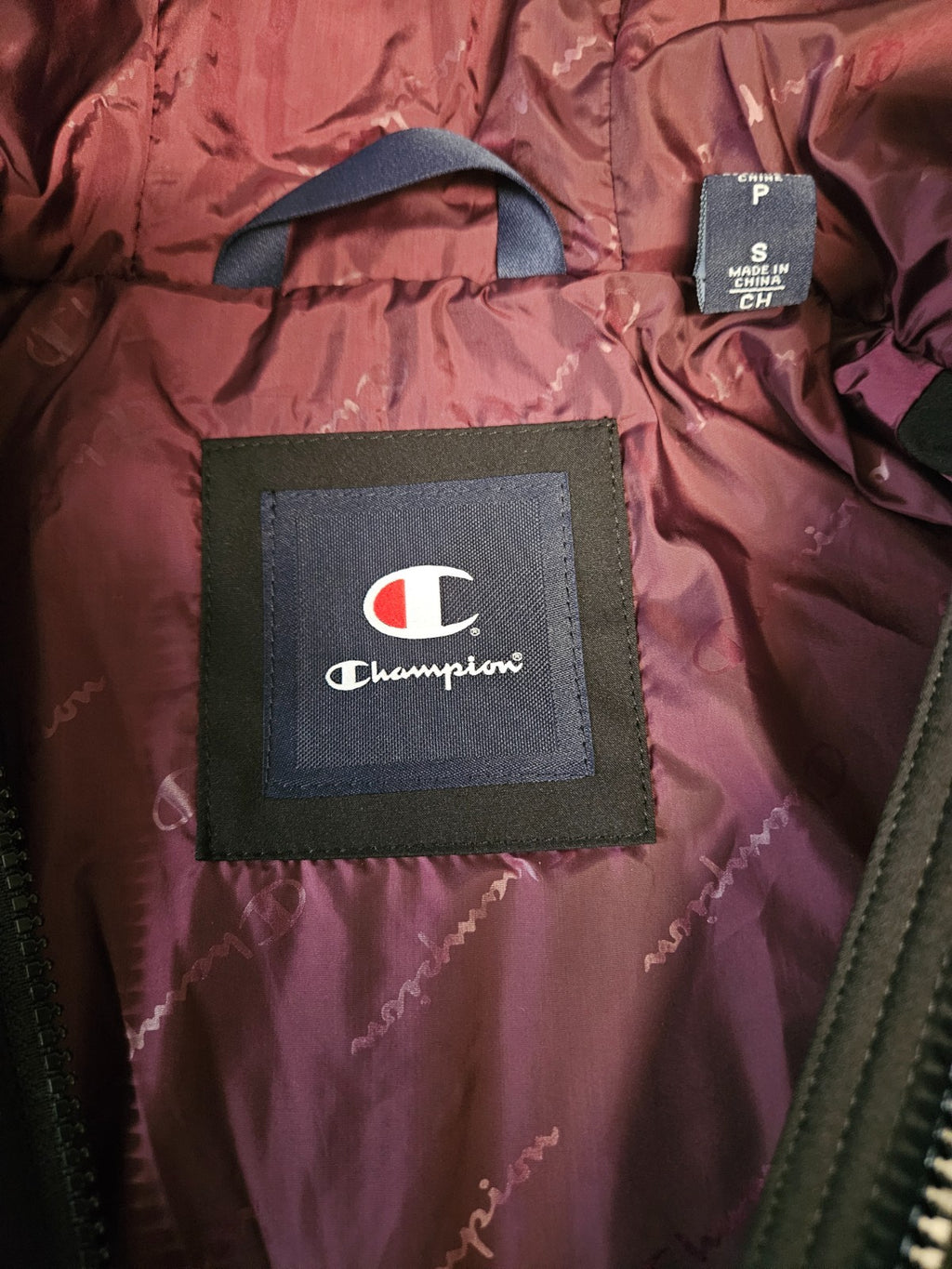 CHAMPION WOMEN'S SIZE S LONG SIDELINE BLACK PUFFER COAT NWT