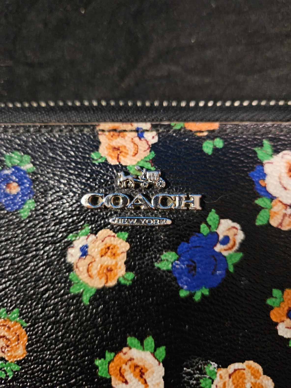 COACH ACCORDIAN ZIP WALLET F57649 IN TEA ROSE FLORAL PRINTED COATED CANVAS