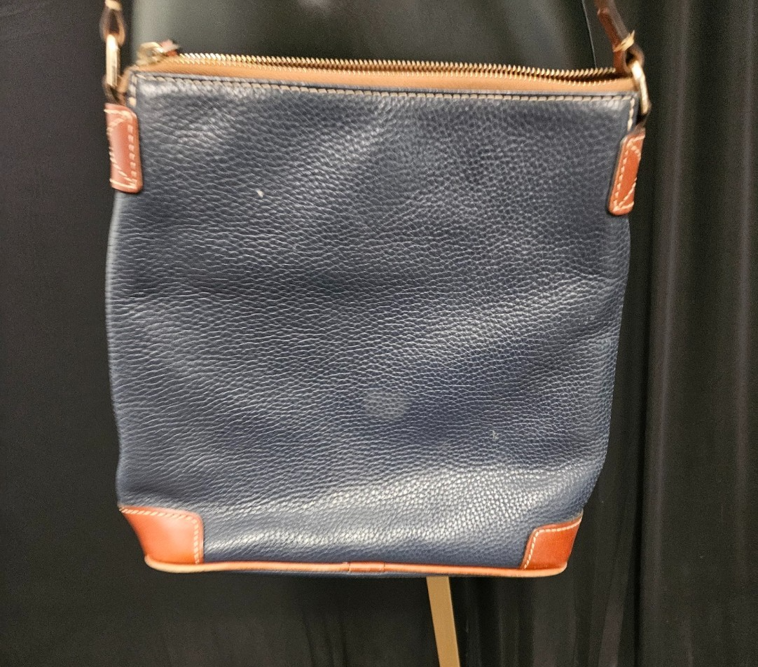 Dooney and Bourke Pebble Leather Small Zip Crossbody Bag - Navy