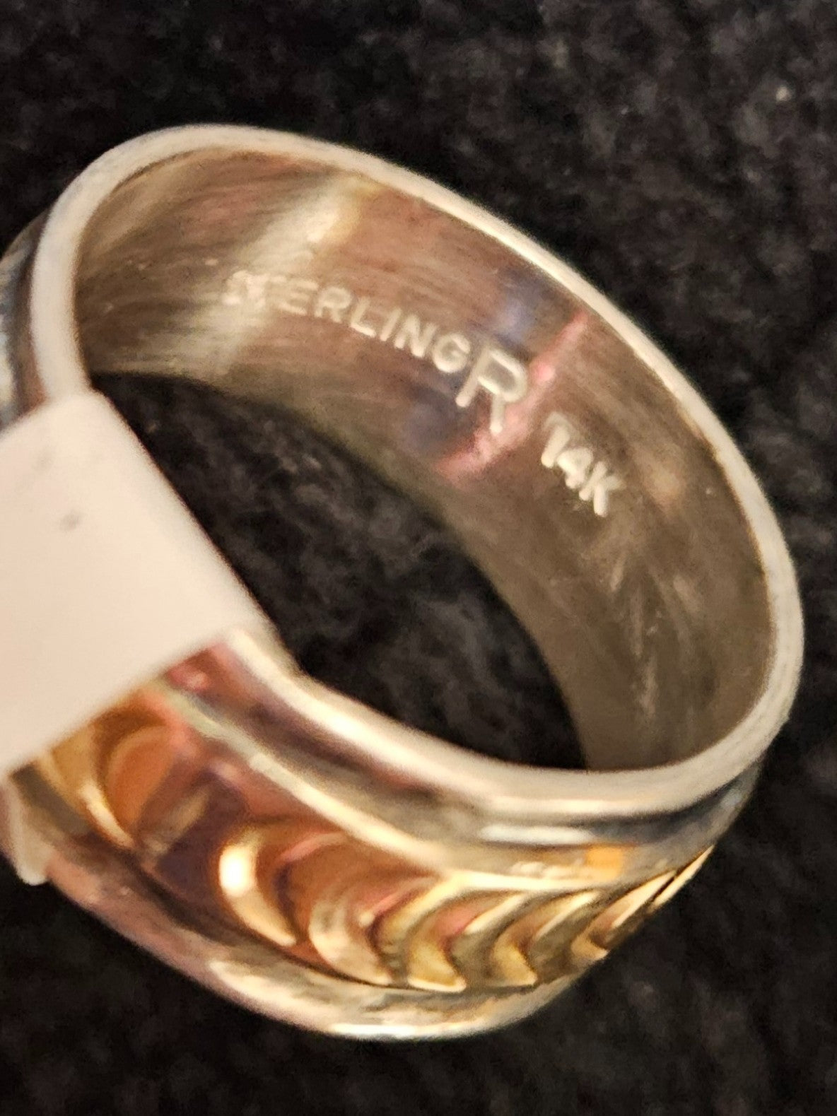 HANDMADE NATIVE AMERICAN NAVAJO 14K YELLO GOLD FILL /STERLING SILVER BAND SIZE 5