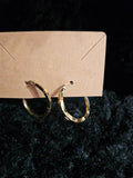 10K YELLOW GOLD BAMBOO STYLE 3/4 inch dia. HOOP EARRINGS PRE-OWNED