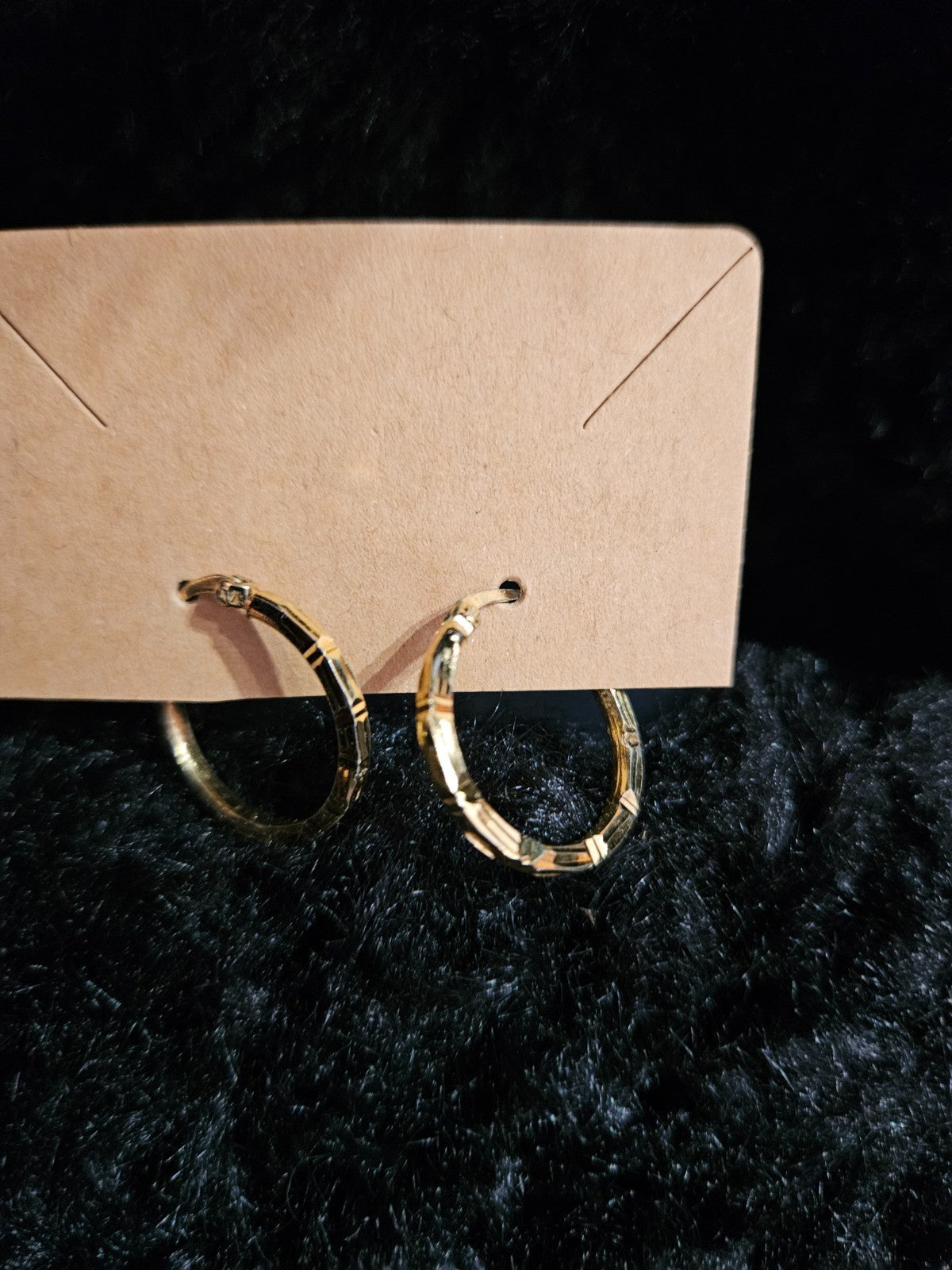 10K YELLOW GOLD BAMBOO STYLE 3/4 inch dia. HOOP EARRINGS PRE-OWNED
