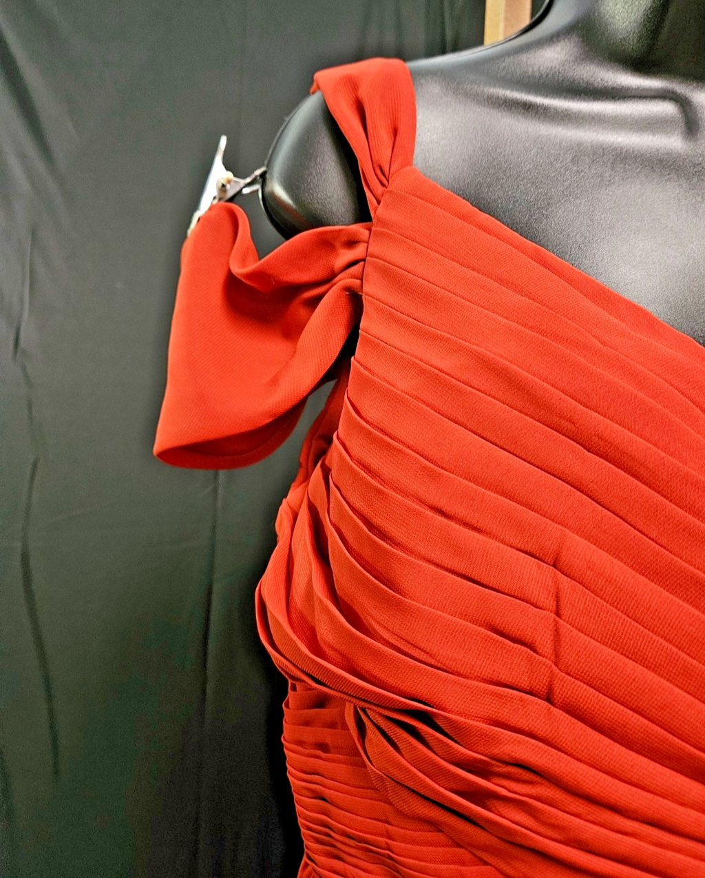 AZAZI LIANNE A-LINE OFF THE SHOULDER CHIFFON GOWN CINNAMON SIZE 14 CORSET BACK