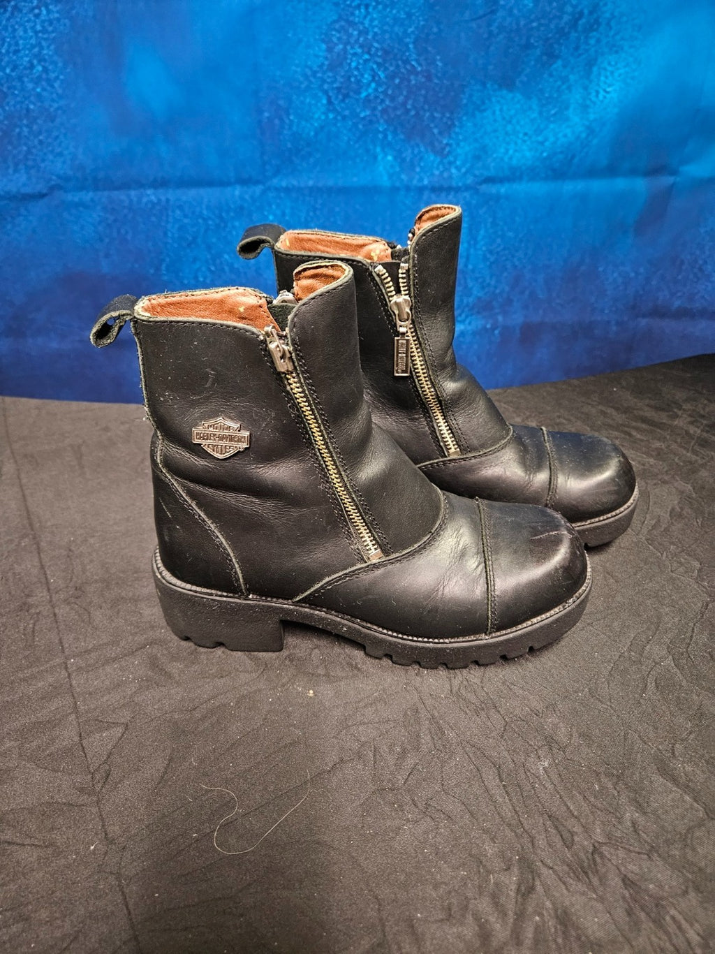 WOMEN'S HARLEY DAVIDSON RIDING BOOTS SIZE 6 BLACK LEATHER SIDE ZIP