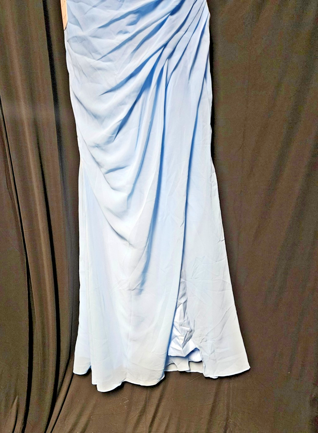 Lt. BLUE COWL-NECK ROUCHED MAXI CHIFFON FORMAL/PROM GOWN SIZE 8/10 NWT