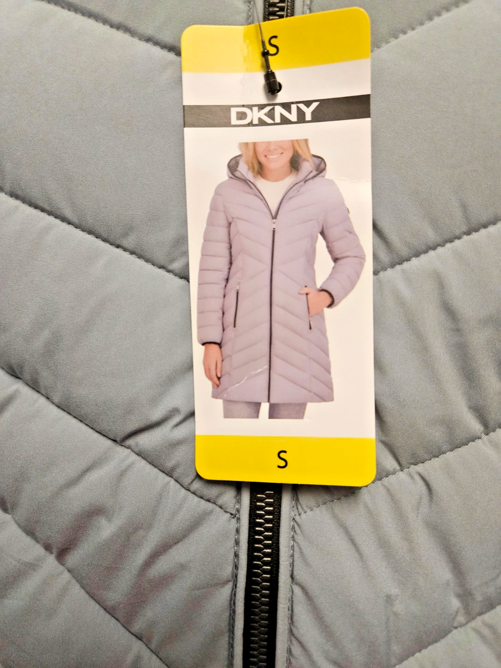 DKNY SZ SMALL WOMEN'S LONG GRAY PUFFER COAT NWT