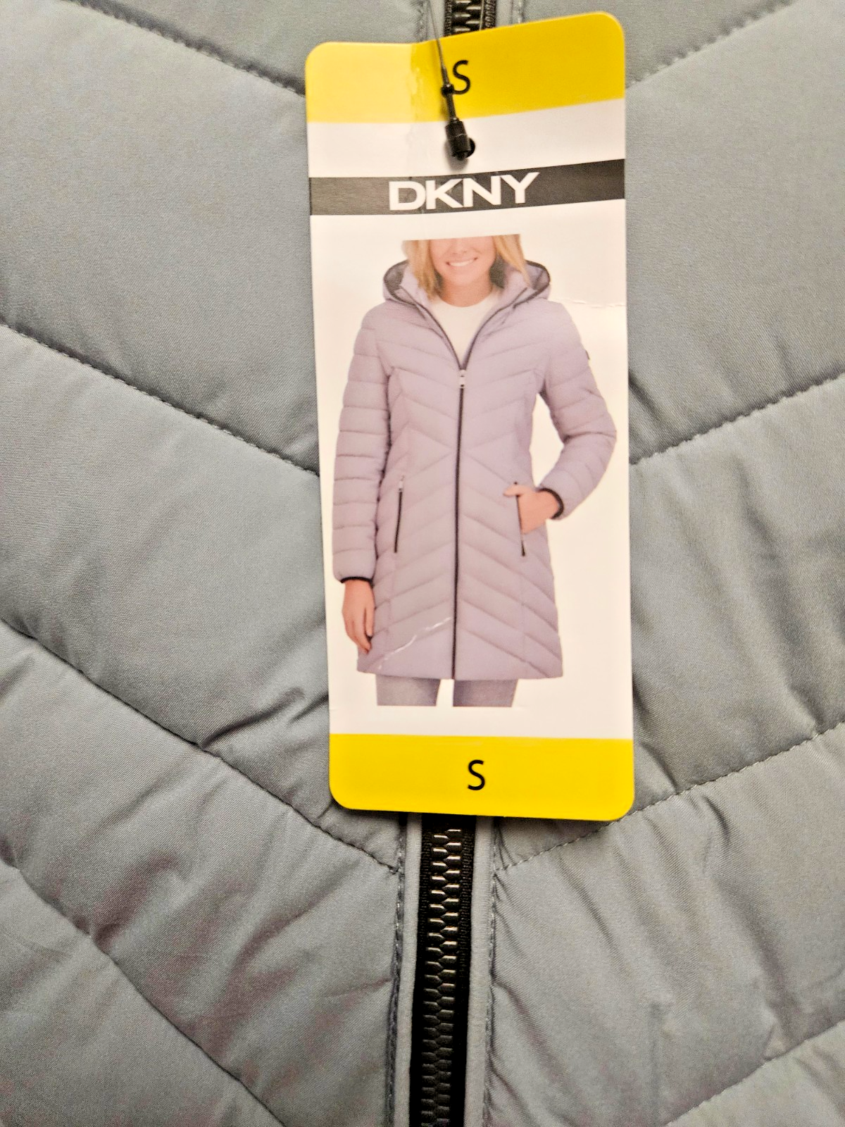 DKNY SZ SMALL WOMEN'S LONG GRAY PUFFER COAT NWT