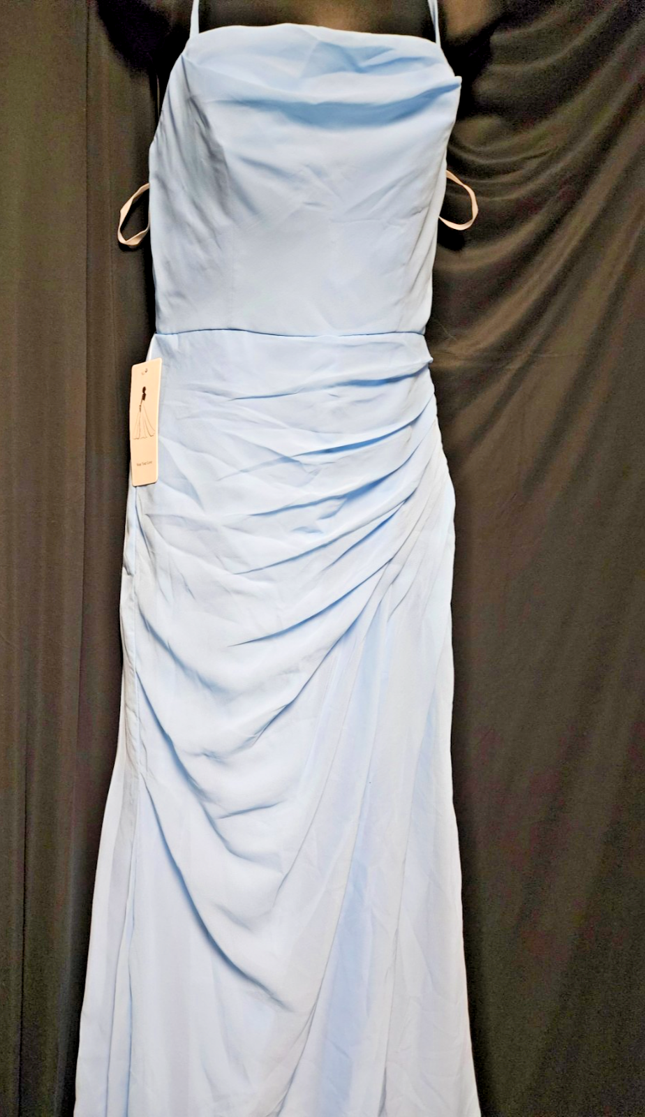 Lt. BLUE COWL-NECK ROUCHED MAXI CHIFFON FORMAL/PROM GOWN SIZE 8/10 NWT