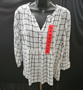 WRANGLER WOMEN SZ M BLK/WHITE FLANNEL BLOUSE NWT