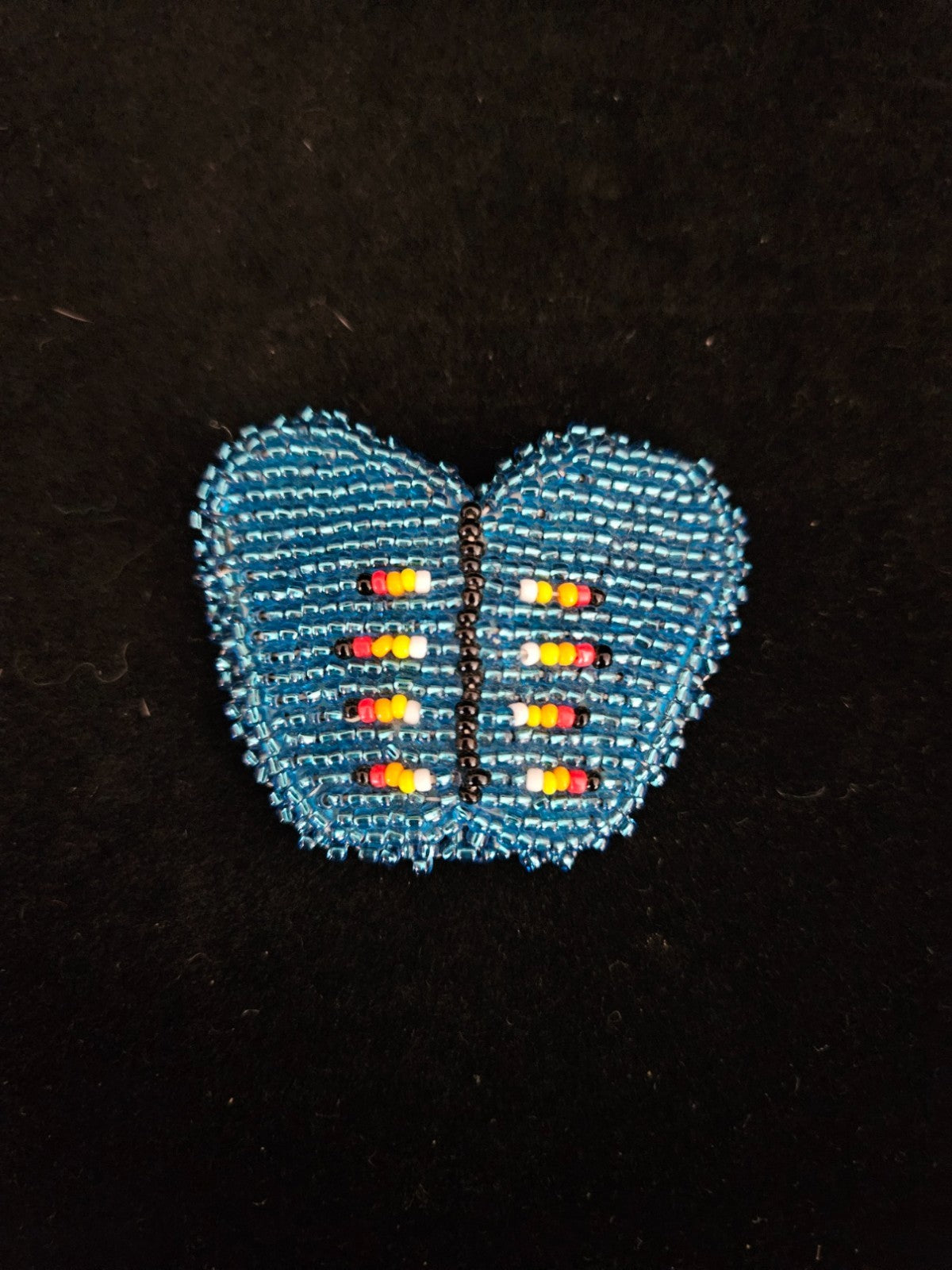 NATIVE AMERICAN HANDMADE BEADED BLUE/GREEN BUTTERFLY BARRETTE BY V. MOHAWK