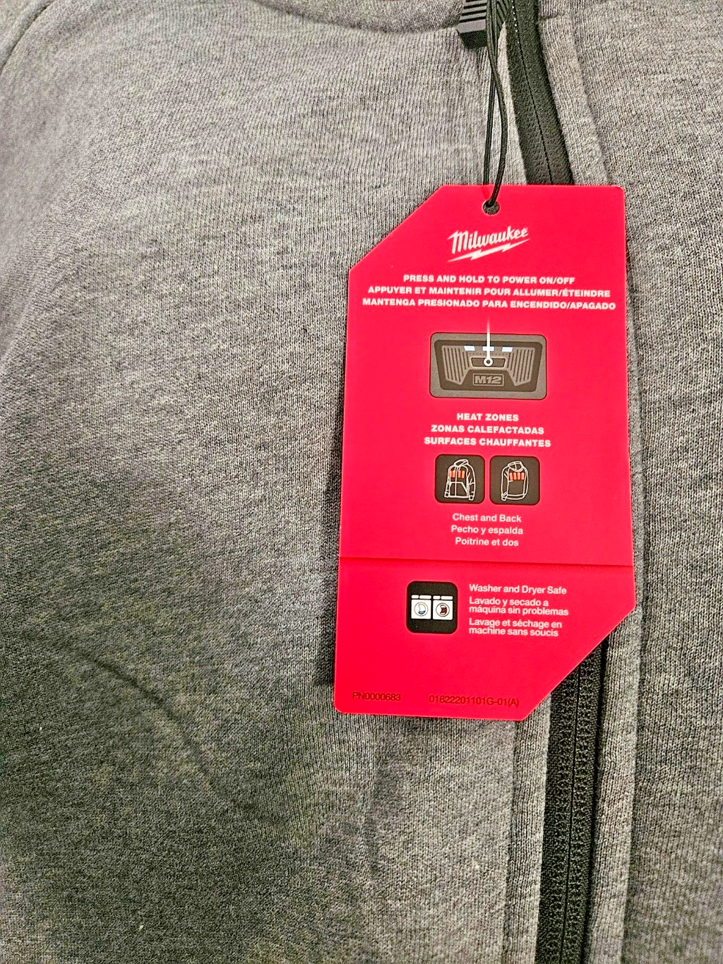 SIZE MEN's XL MILWAUKEE M12 HEATED ZIP UP HOODIE GRAY/BLACK