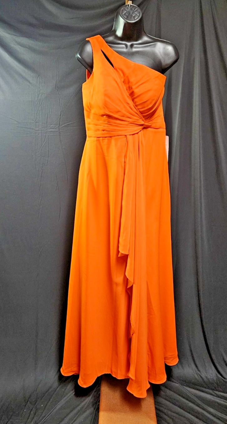 WOMEN'S SIZE 8 ORANGE CHIFFON ONE SHOULDER CORSET FORMAL/PROM GOWN NWT