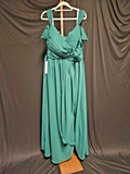WOMEN'S SIZE 18 DARK GREEN CHIFFON OFF THE SHOULDER GOWN PROM/FORMAL NWT
