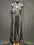 FAERIESTY FORMAL BLACK SATIN PLEATED CORSET GOWN SIZE SMALL
