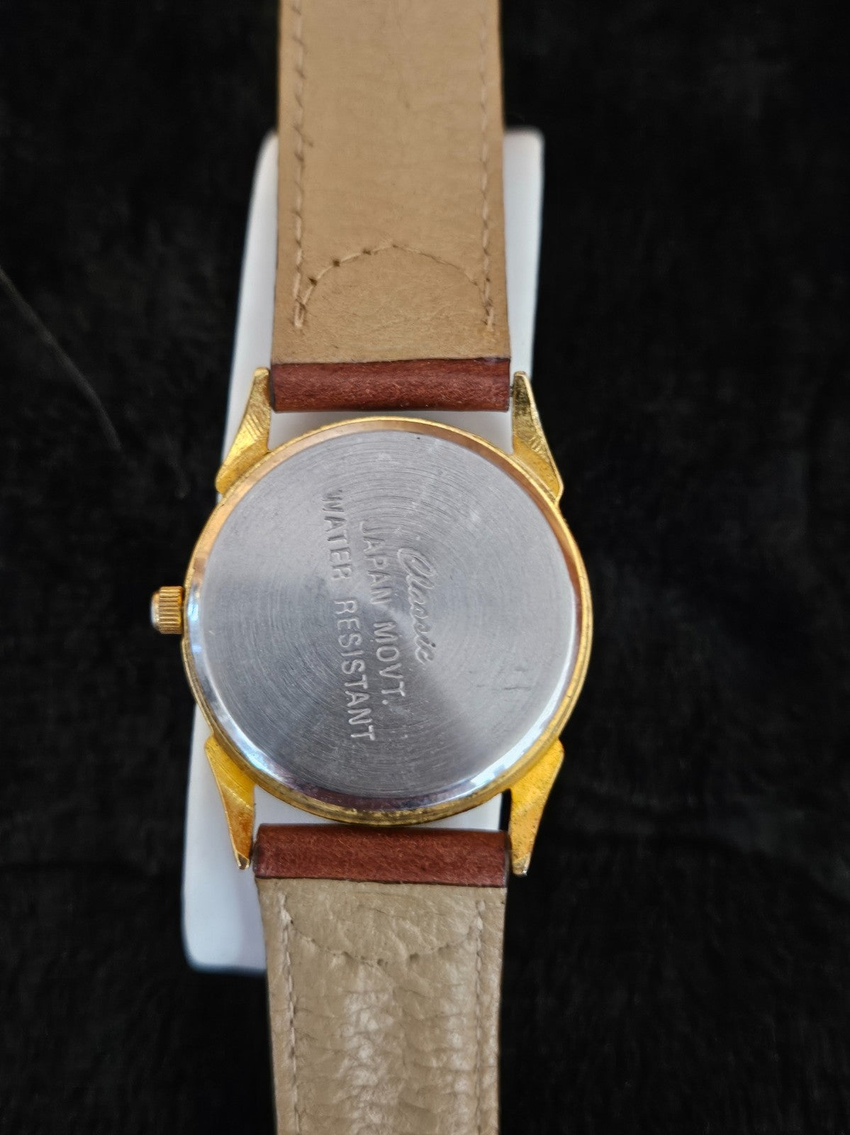 UNISEX VINTAGE TRIBAL ART-INSPIRED GOLD TONE WATCH LEATHER BAND BEAR DESIGN