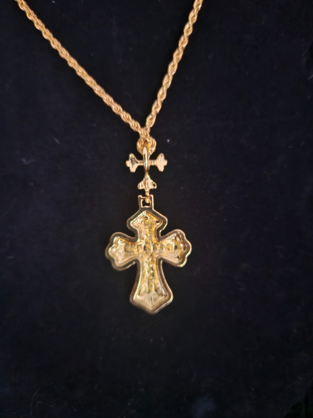 18K GOLD PLATED CUBIC ZIRCONIA MEN'S 24 inch CROSS PENDANT/NECKLACE