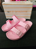 Women's Wild Diva Lounge Pink EVA double buckle slide sandals Size 6 new in box