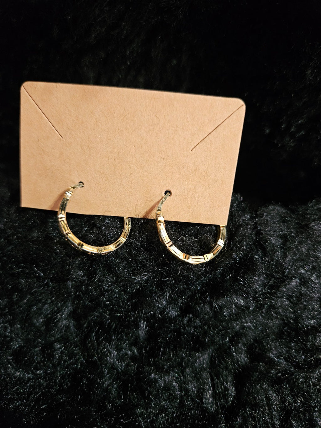 10K YELLOW GOLD BAMBOO STYLE 3/4 inch dia. HOOP EARRINGS PRE-OWNED