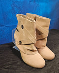 WOMEN'S SIZE 6.5 BLOWFISH MALIBU WEDGE HEELED BOOTIES BEIGE