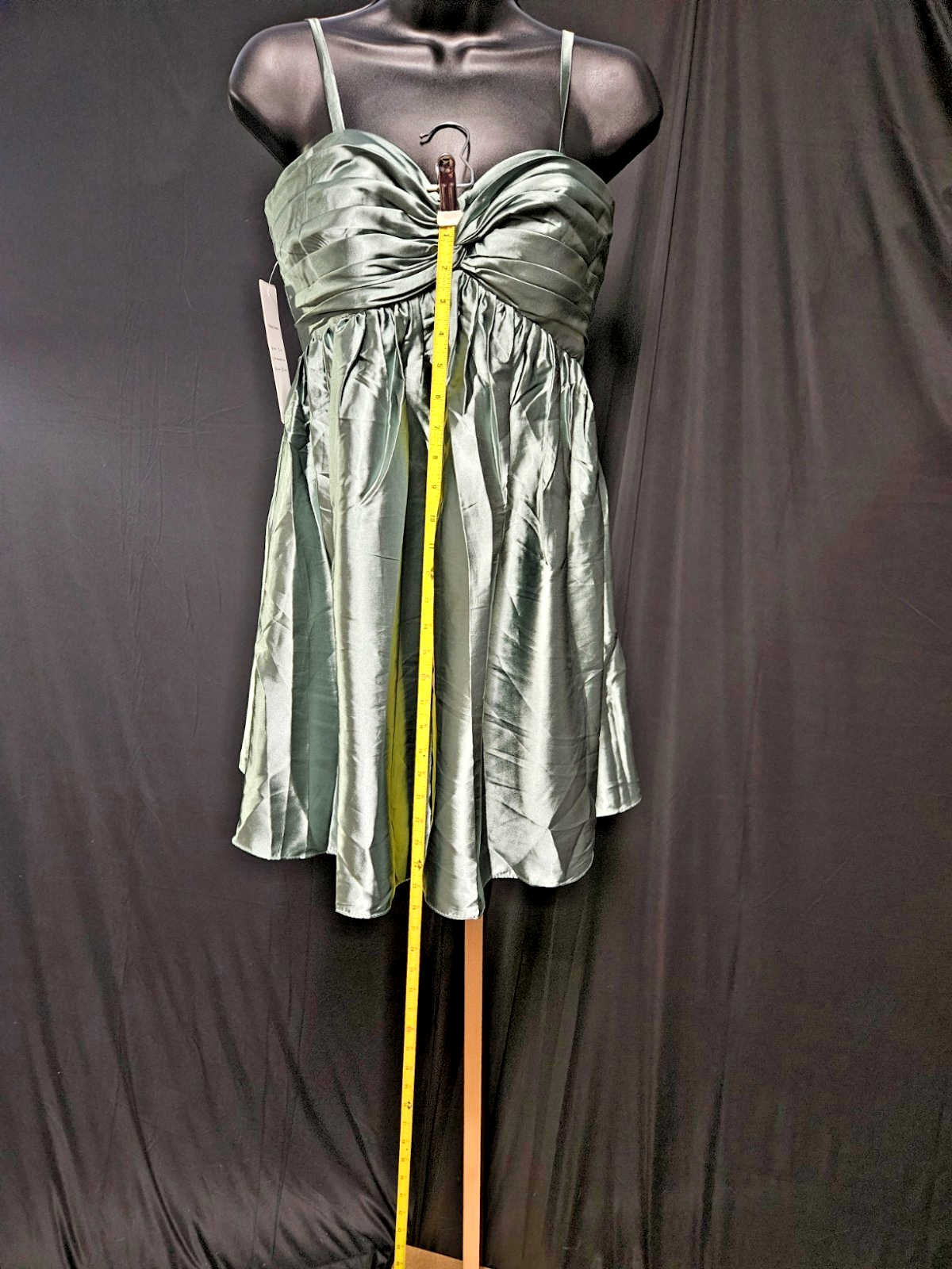SAGE GREEN SATIN BABYDOLL FORMAL/COCKTAIL/PROM DRESS SIZE 4
