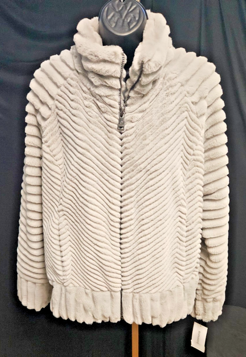 ADORABLE BERNARDO SZ L GRAY FAUX MINK FUR JACKET  WITH SATIN LINING NWT