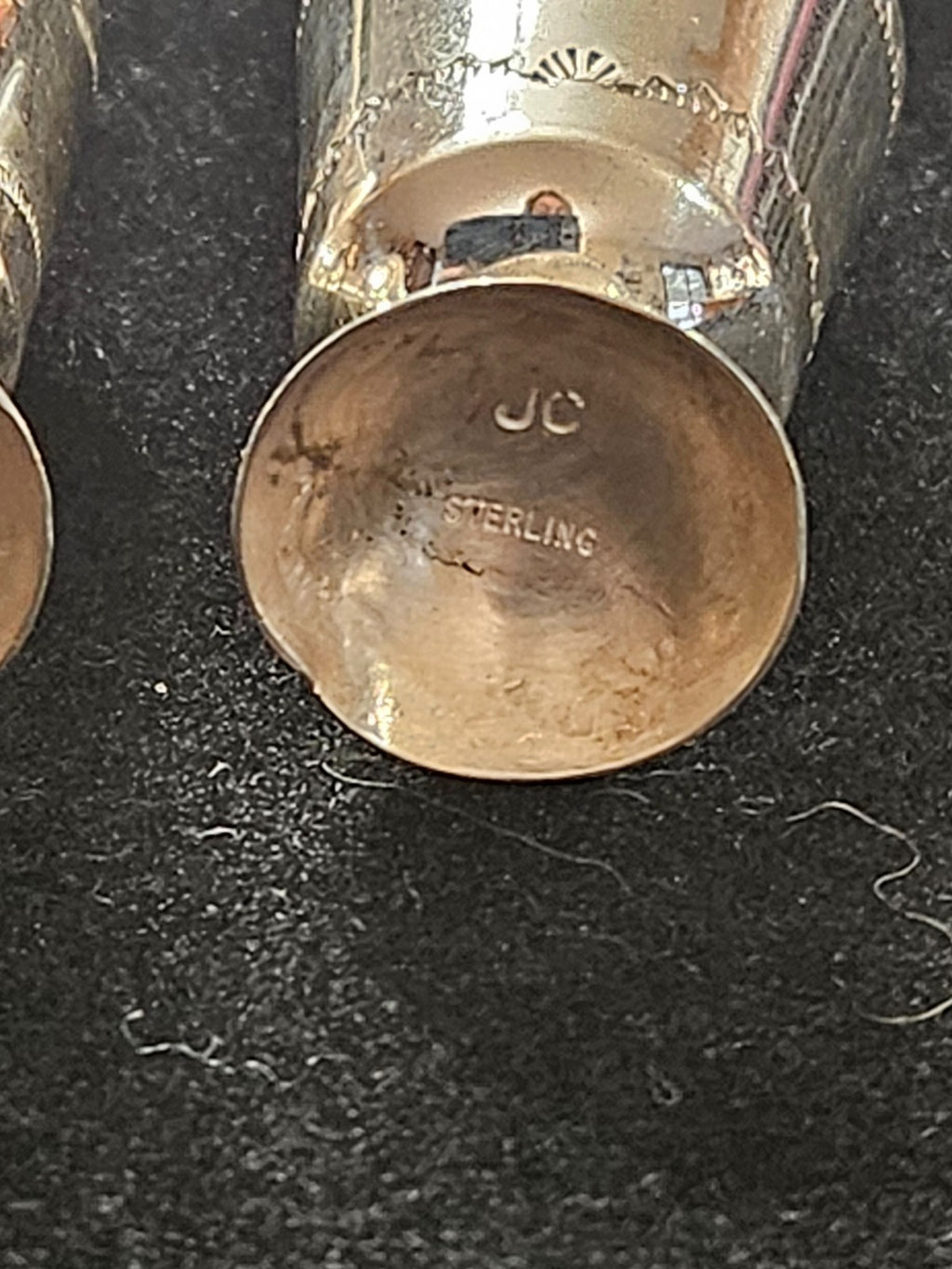 NATIVE AMERICAN NAVAJO MADE STERLING SILVER 2 in SIGNEDSALT & PEPPER SHAKER SET