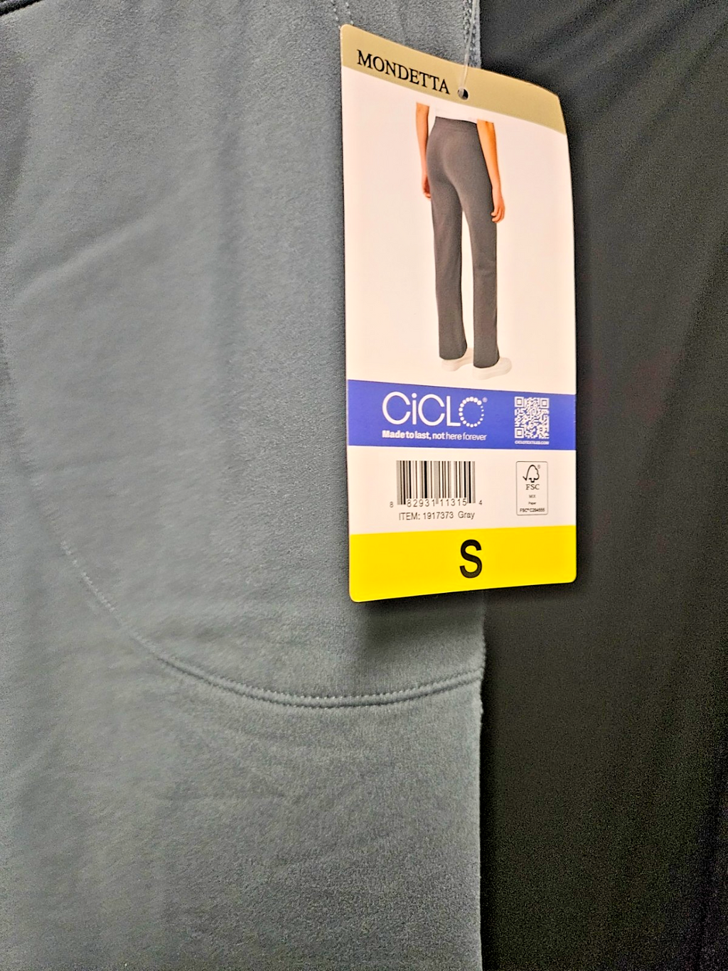 MONDETTA GRAY HIGH RISE STRAIGHT LEG ATHLETIC PANTS NWT