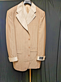 MEN'S FORTINO LANDI 3 PIECE PINSTRIPPED SUIT BEIGE/BROWN SIZE L 40/34 W 36L NWT