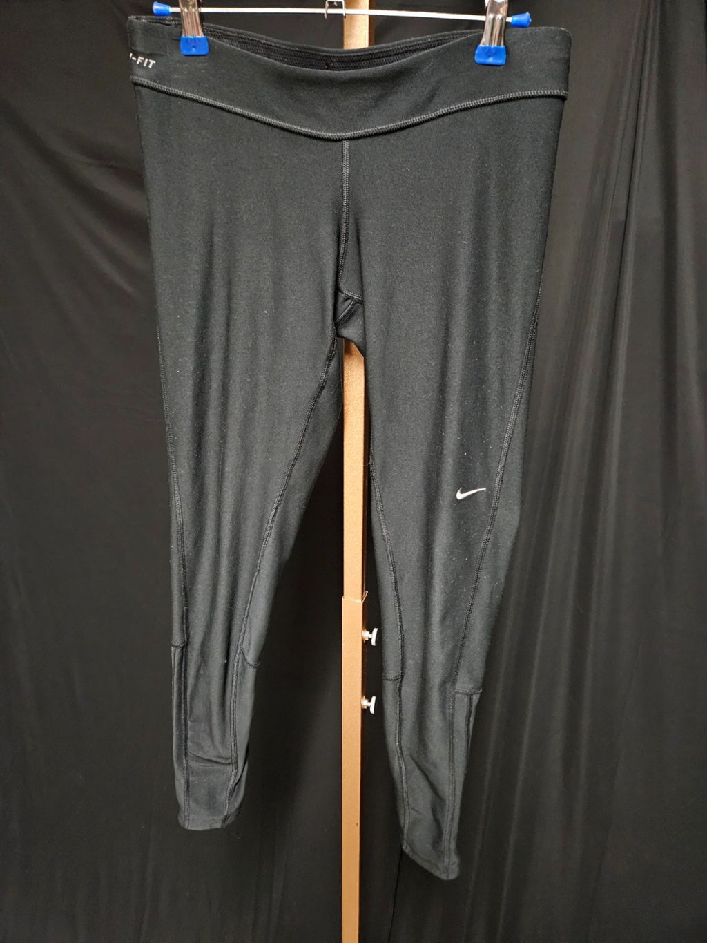 NIKE DRI-FIT SZ S BLACK ZIP LEG ATHLETIC RUNNING PANTS USED