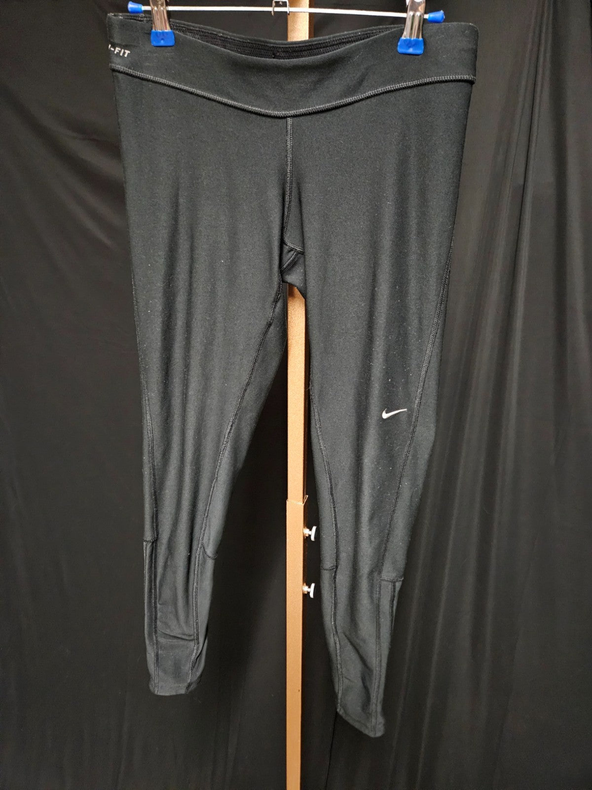 NIKE DRI-FIT SZ S BLACK ZIP LEG ATHLETIC RUNNING PANTS USED