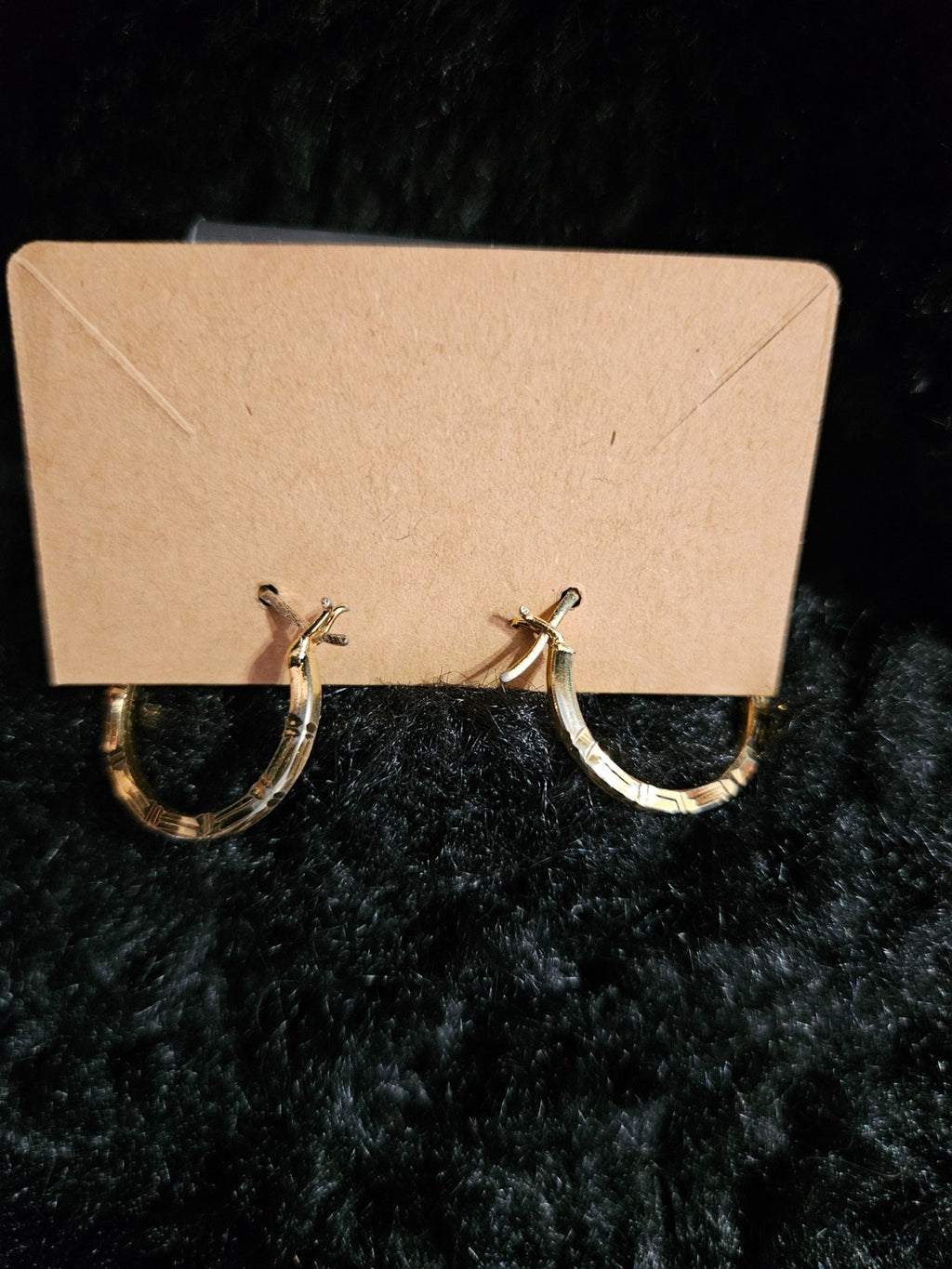 10K YELLOW GOLD BAMBOO STYLE 3/4 inch dia. HOOP EARRINGS PRE-OWNED