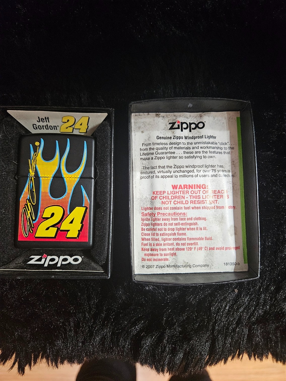2004 JEFF GORDON #24 FLAMES NASCAR ZIPPO LIGHTER  IN BOX UNUSED WITH SOME FLAWS