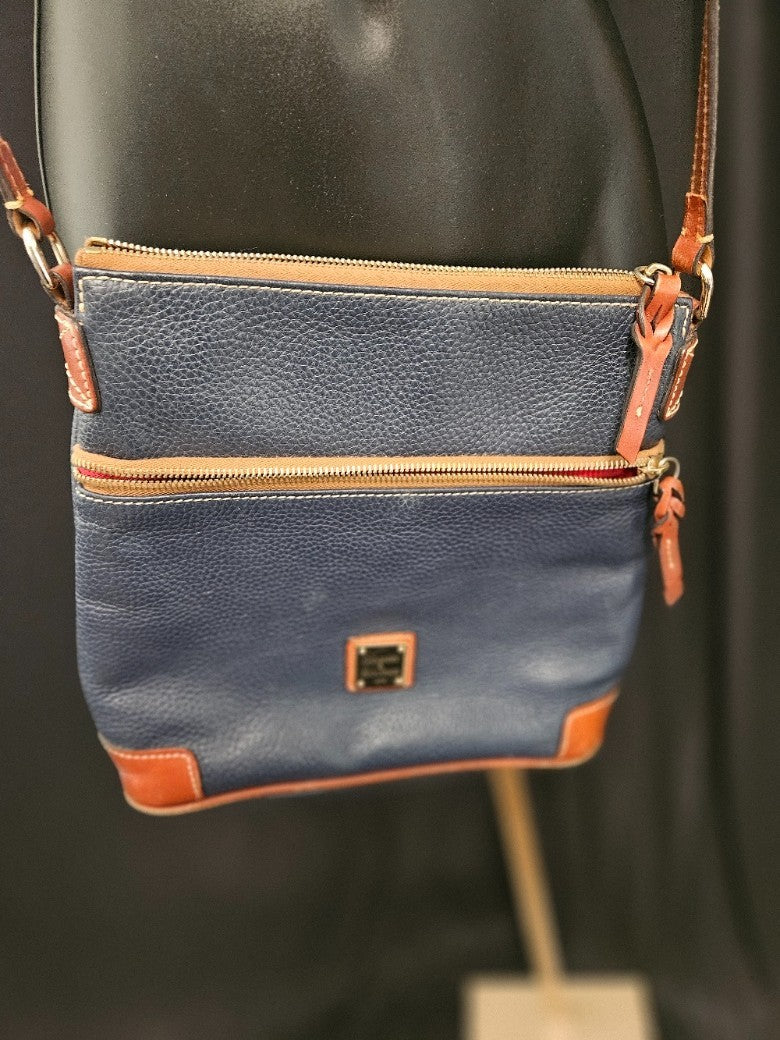 Dooney and Bourke Pebble Leather Small Zip Crossbody Bag - Navy