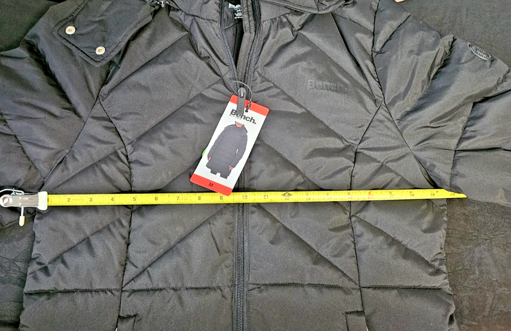 Bench Women's Hooded Long Puffer Coat Jacket, Black, Size M  NWT