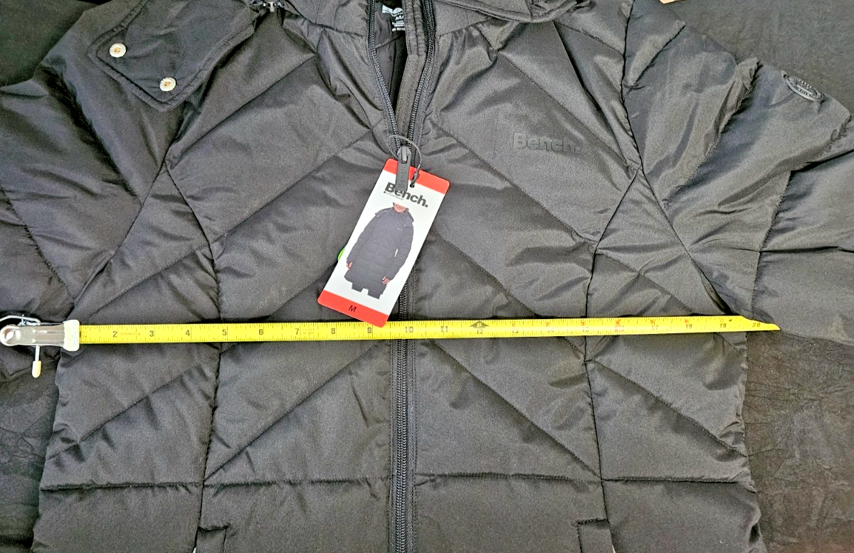 Bench Women's Hooded Long Puffer Coat Jacket, Black, Size M  NWT