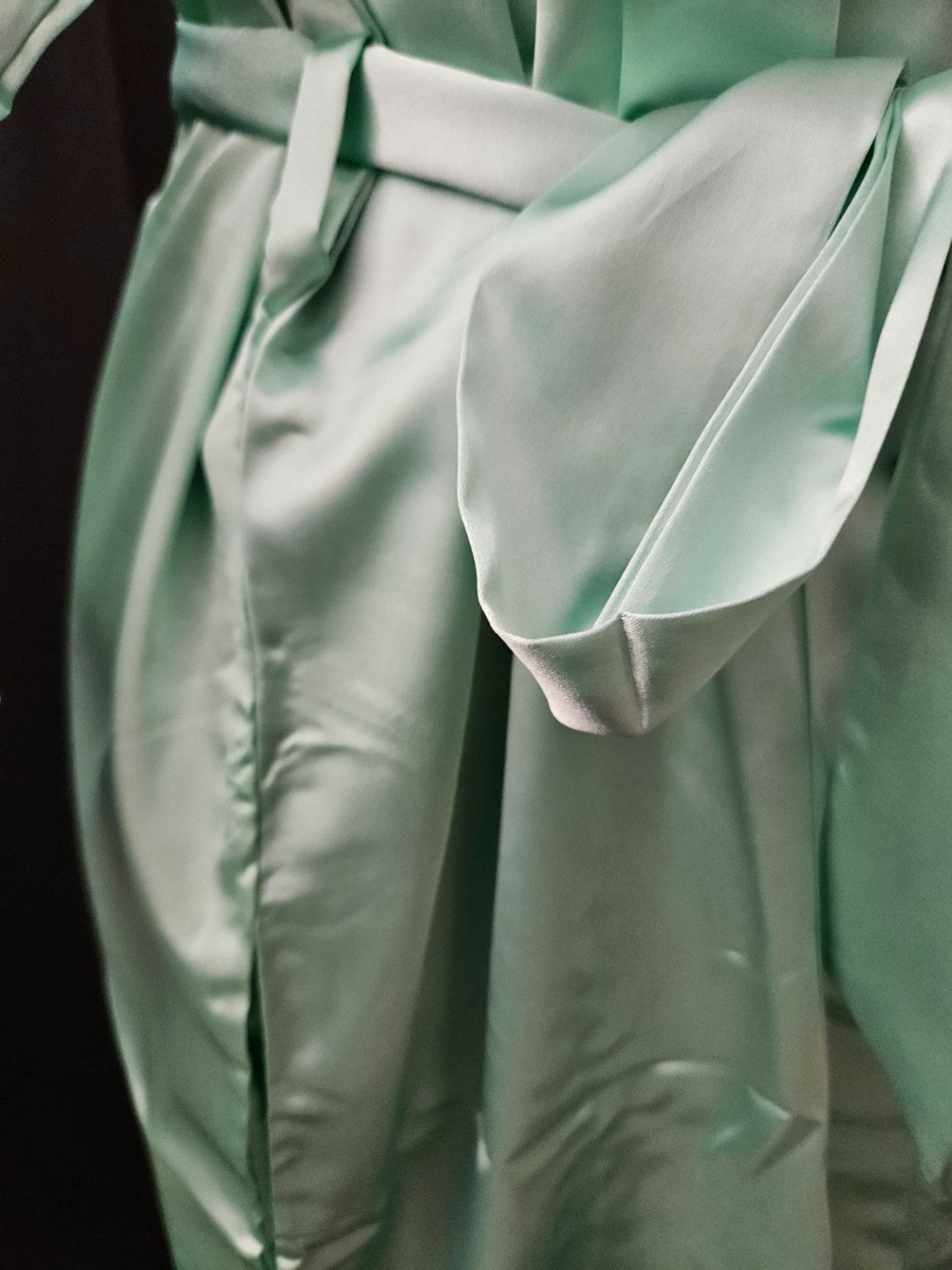 THE BUND AQUAMARINE SATIN/RHINESTONE SZ S BRIDESMAID ROBE & BRIDE TRIBE CUP NWT