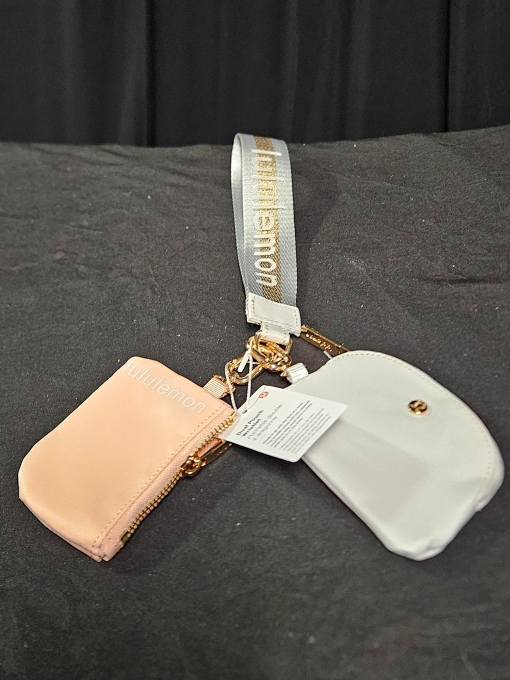 LULULEMON DUAL POCKET WRISTLET PINK, GRAY, GOLD NWT