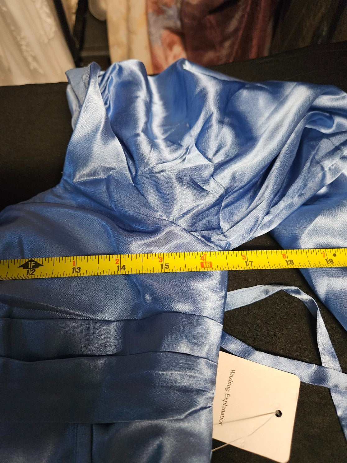 FAERIESTY LONG SLEEVE CORSET/ZIP BACK SIZE SMALL BLUE SATIN PLEATED GOWN NWT