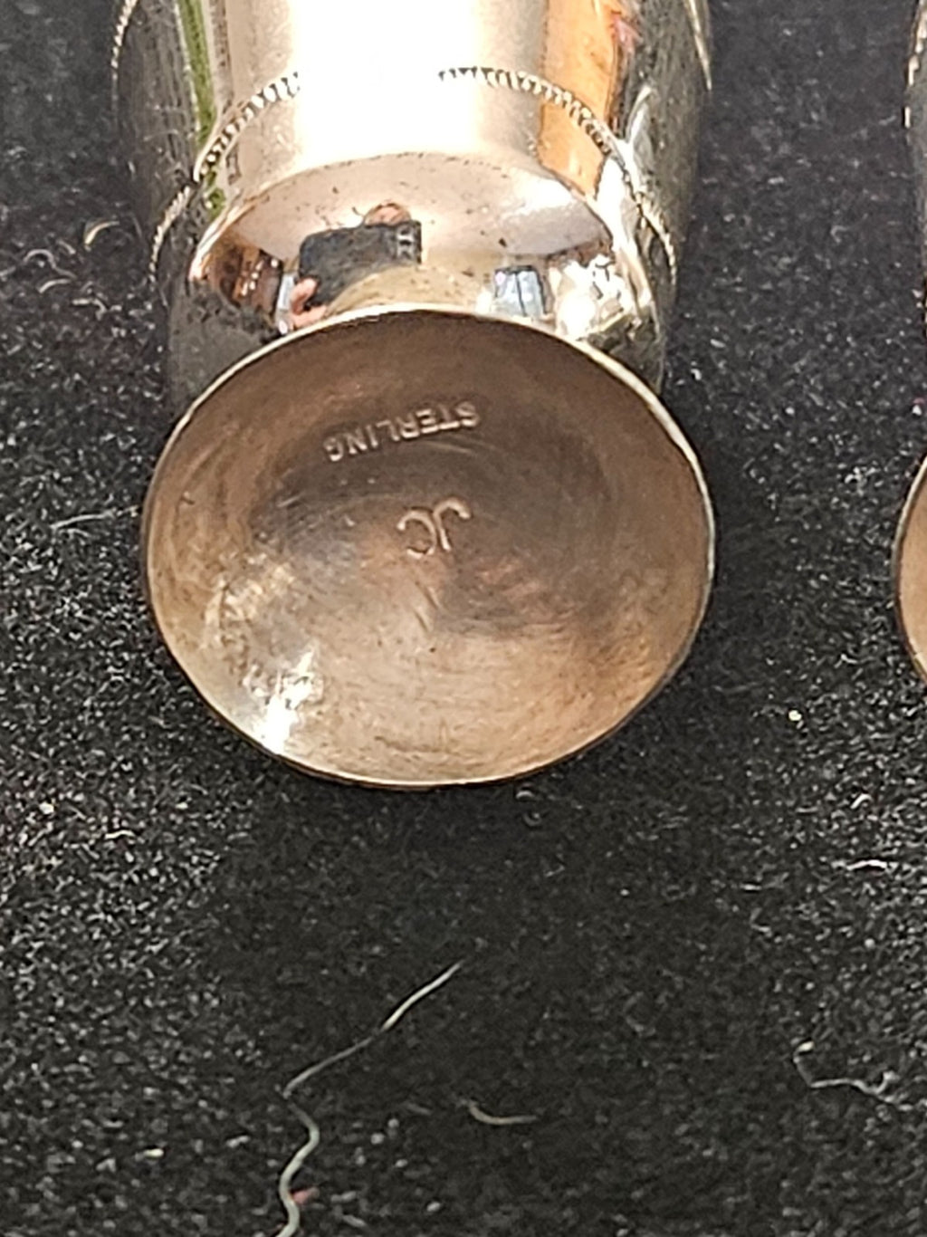 NATIVE AMERICAN NAVAJO MADE STERLING SILVER 2 in SIGNEDSALT & PEPPER SHAKER SET