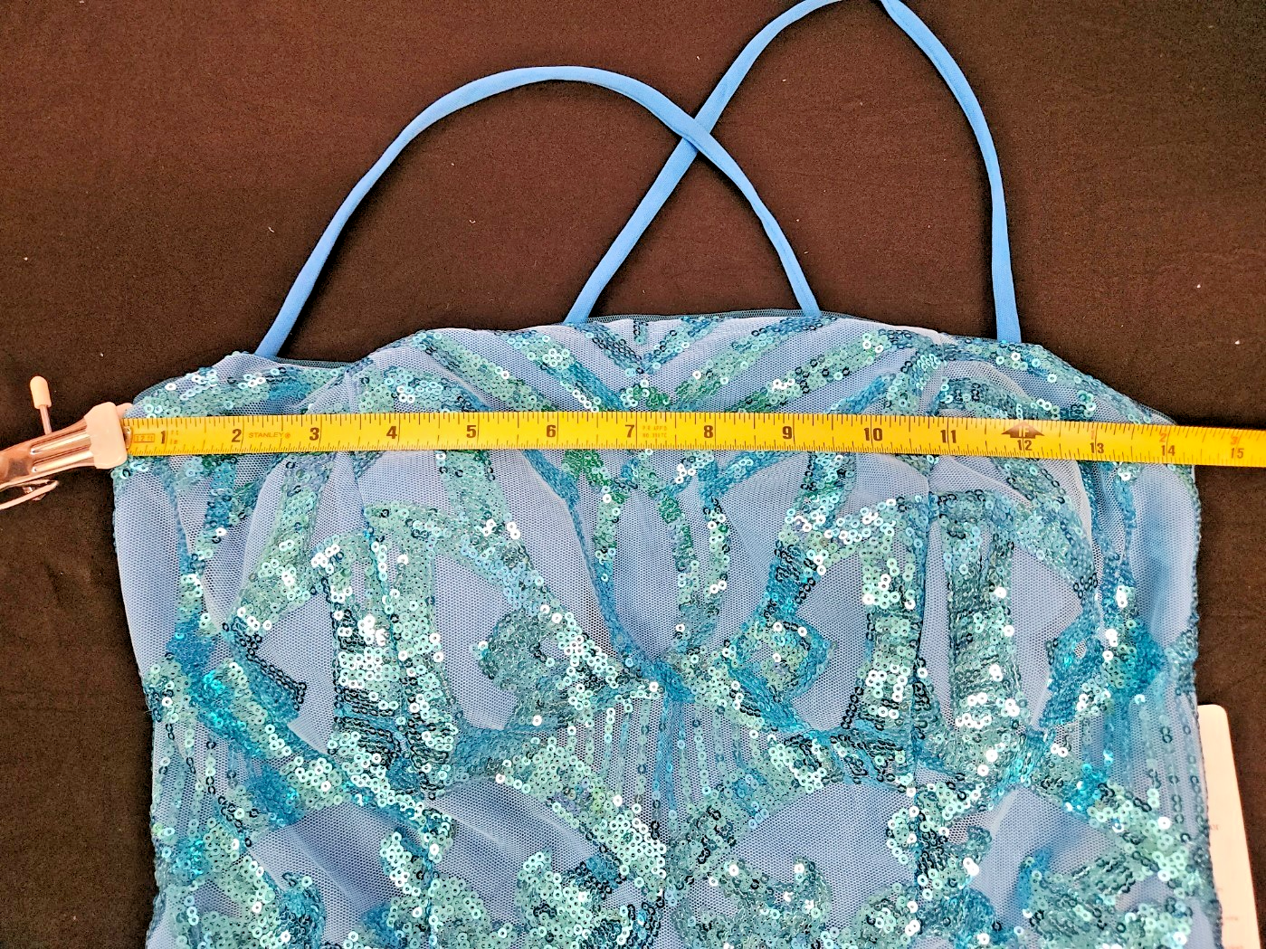 FAERIESTY SIZE SMALL BLUE SEQUINED FORMAL STRAPPY CORSET/ZIP MINI DRESS NWT