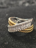 925 STERLING SILVER/GOLD FILL CUBIC ZIRCONIA CRISS/CROSS BAND SIZE 6 JCL LLC.