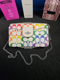 Coach Poppy Crossbody WITHOUT Card Case In Rainbow Signature Canvas (C4697)