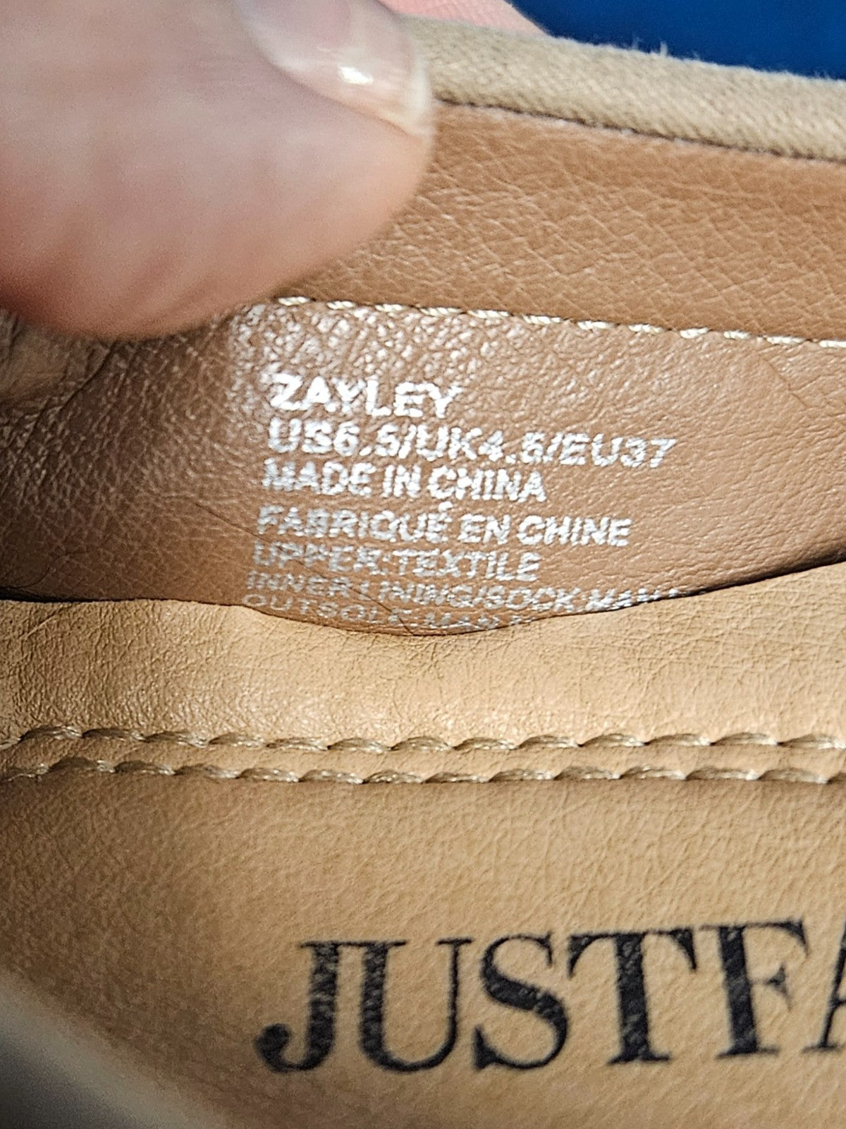 WOMEN'S JUST FAB ZAYLEY MOCCASSINS SIZE 6.5 TAN USED IN GOOD CONDITION