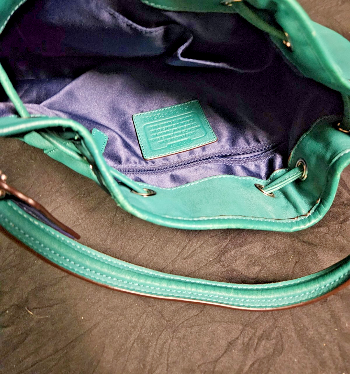 COACH F25661  DAISY DRAWSTRING TEAL LEATHER  SHOULDER BAG W/ SHORT STRAP ONLY